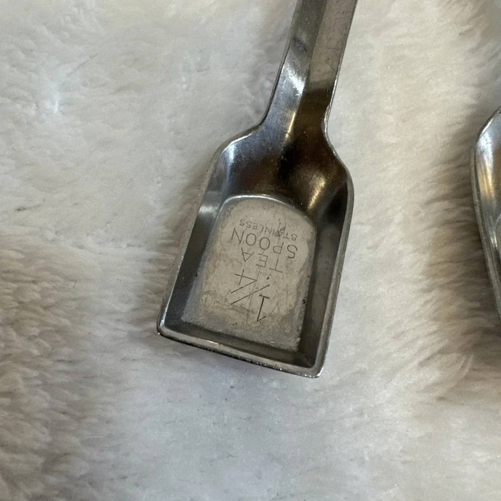 Ekco Flint Vintage Stainless‎ Steel Measuring Spoons Set of 4 USA Shovel Style